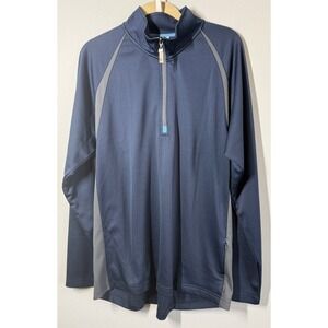 Alo Sport Mens Blue Coolfit 1/4 Zip Pullover Size Large Activewear Ciroc Logo